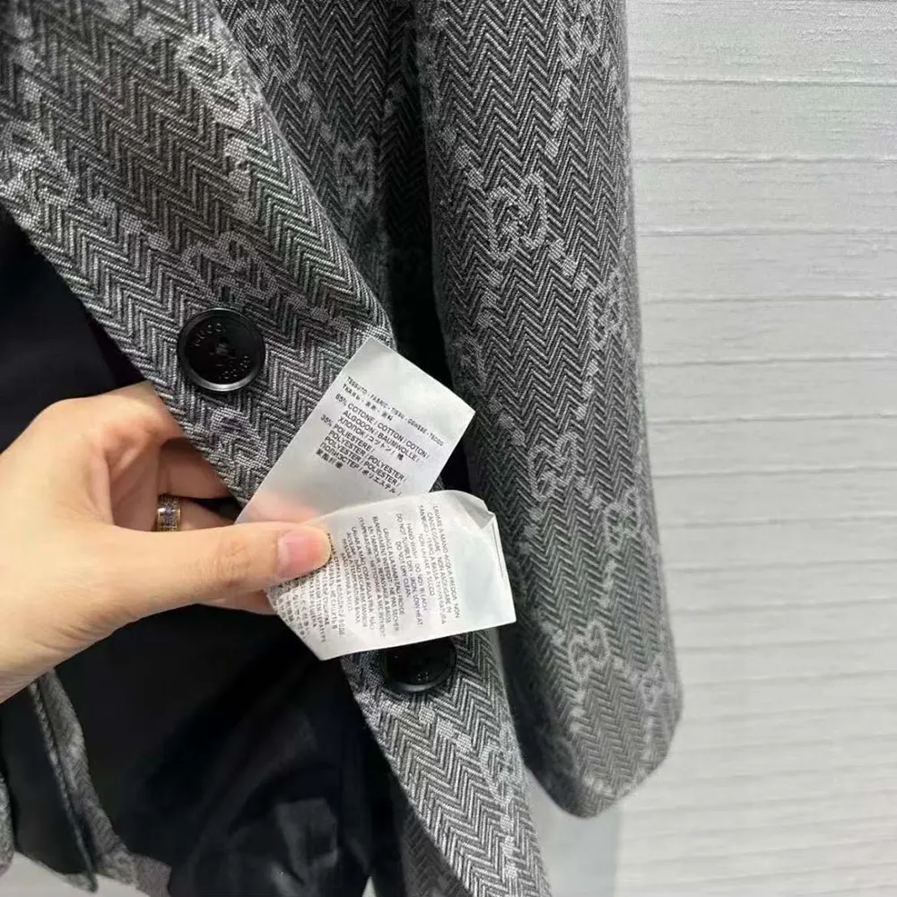 G*u*i women broken suits for gg flannel jacket-grey
