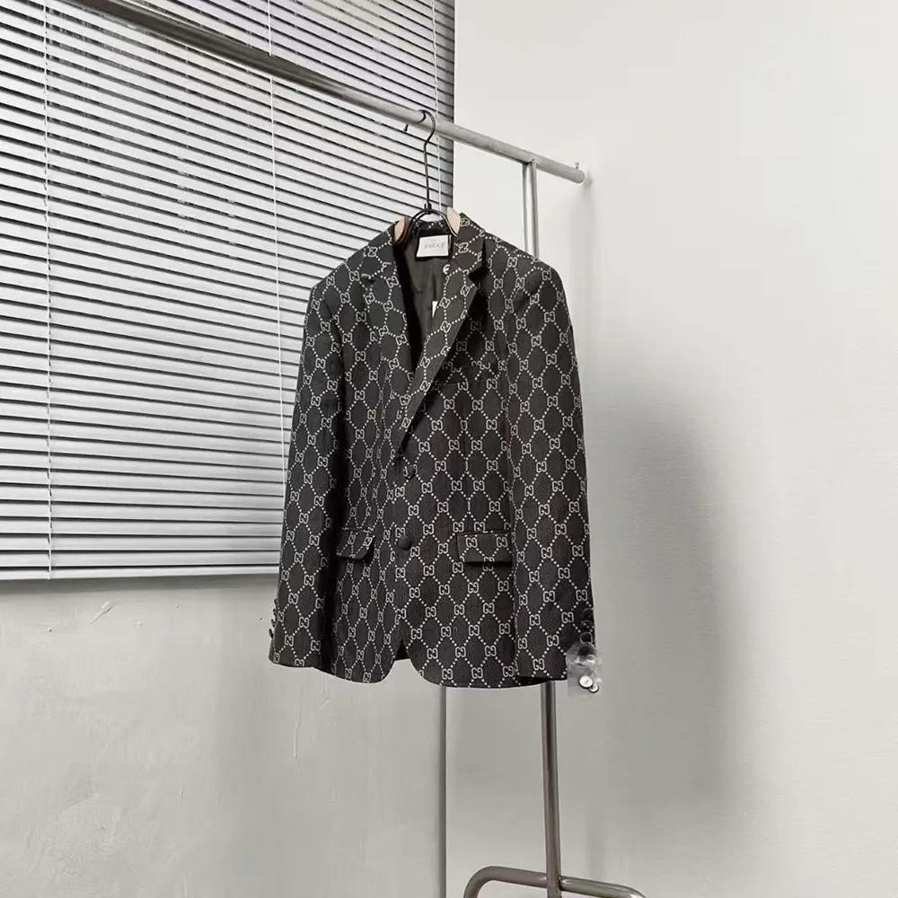 G*u*i women broken suits for gg flannel jacket-grey