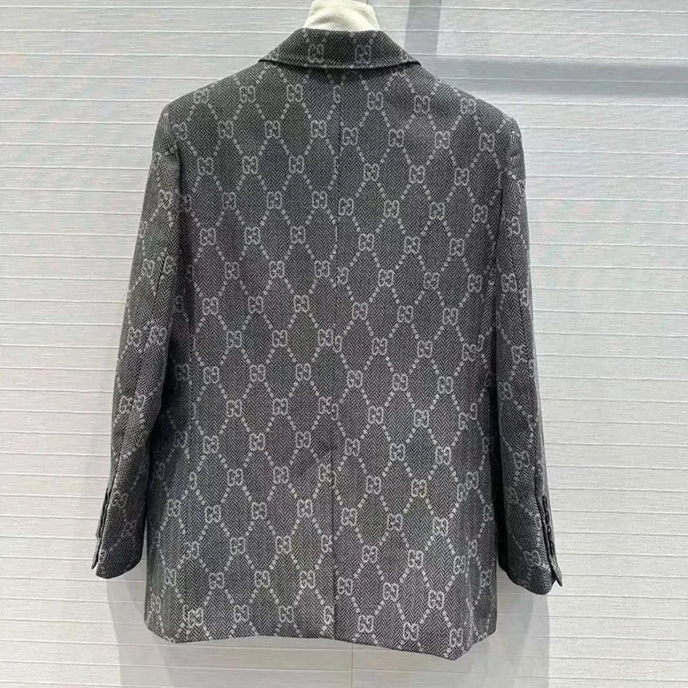 G*u*i women broken suits for gg flannel jacket-grey