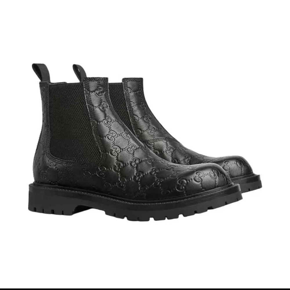 G*u*i men boot with web-black 794168aadpf1056