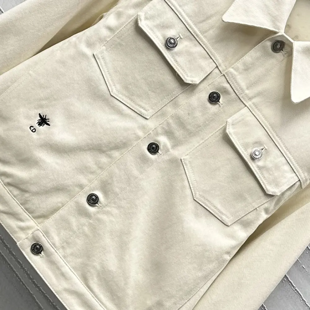Dior Men Dioramour Jacket White Cotton Denim with Multicolor Cœur des Curiosités Motif
