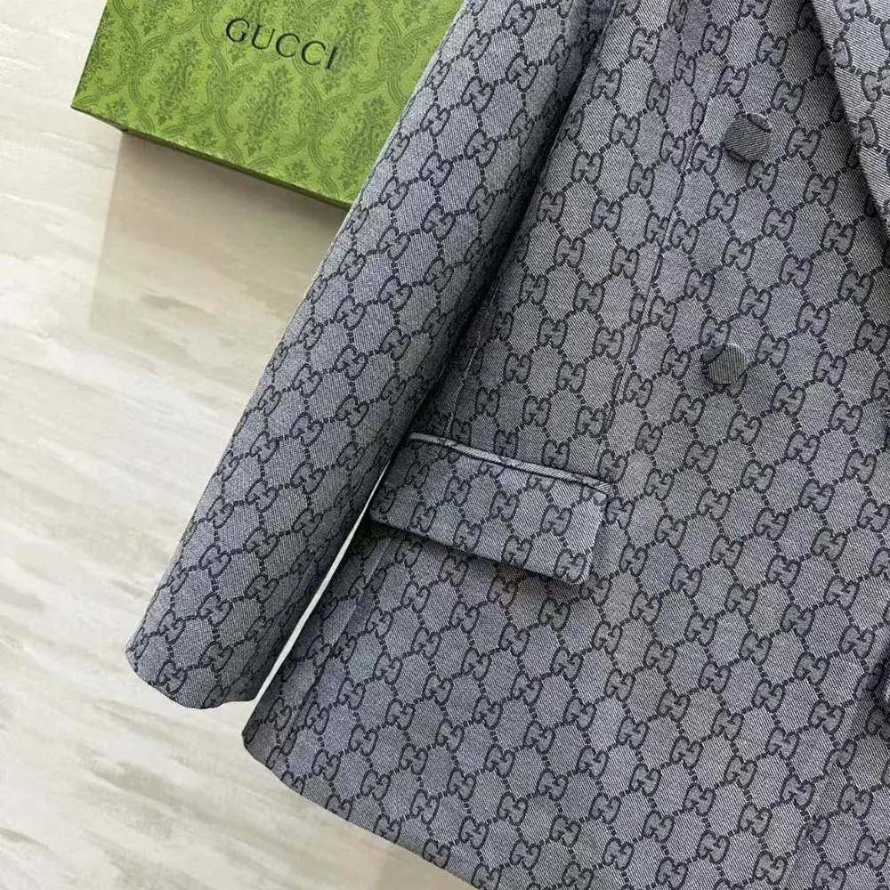 G*u*i men gg wool jacquard jacket-grey
