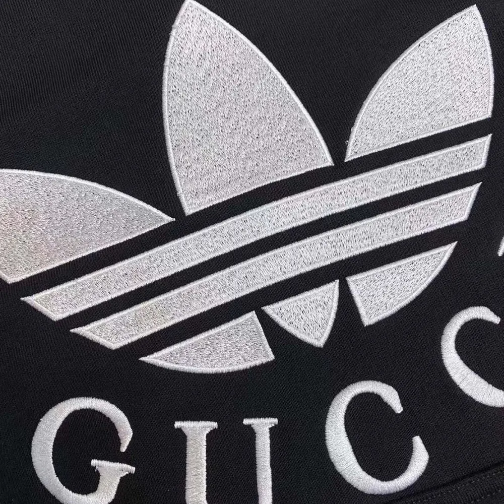 G*u*i men G*u*i x adidas jersey hooded sweatshirt-black