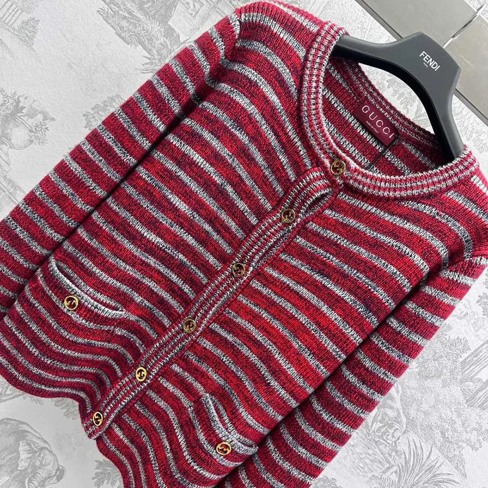 G*u*i women wool cotton crewneck cardigan 813829xkei16549