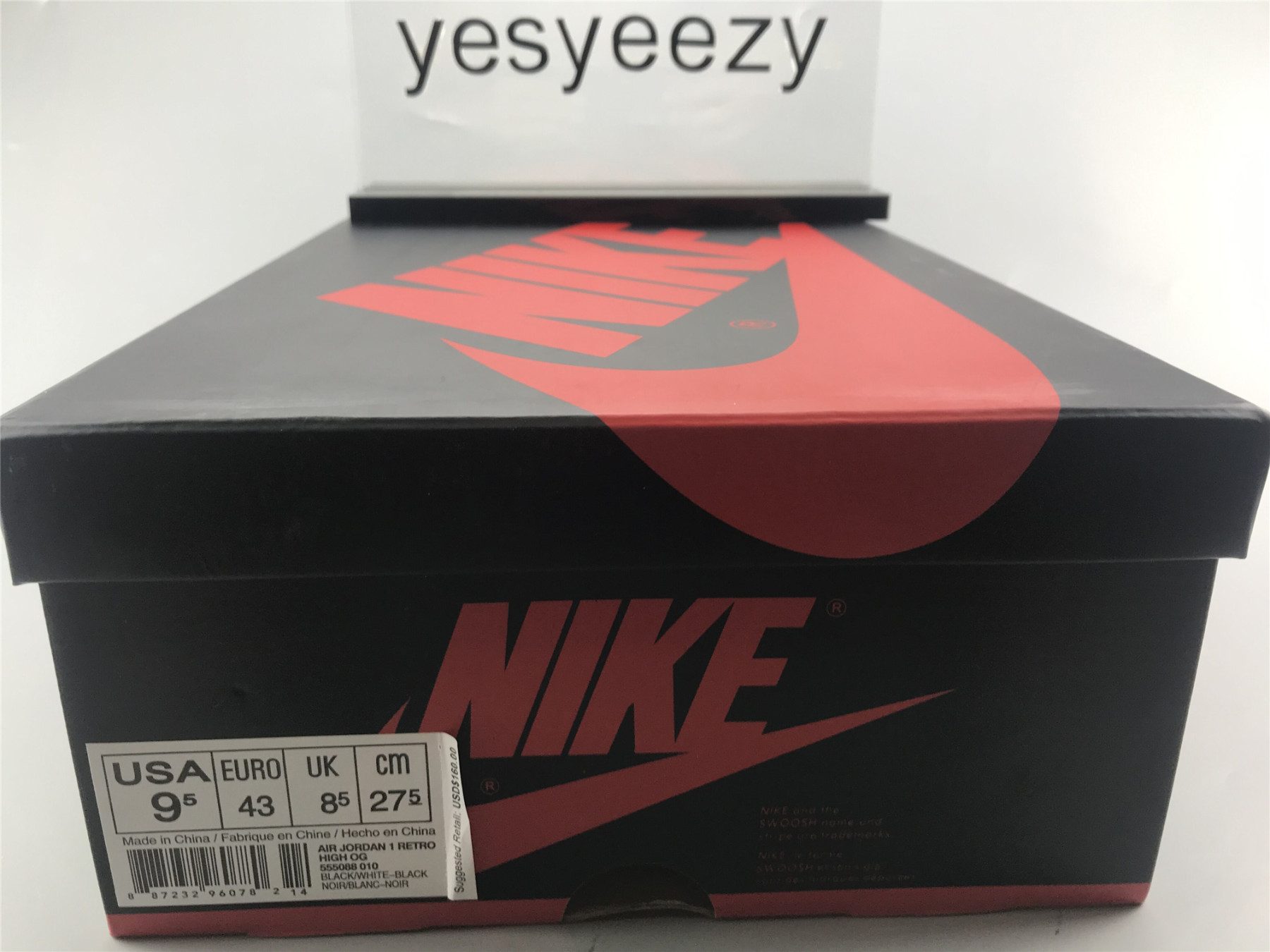 UA AIR JORDAN 1 RETRO HIGH OG "BLACK WHITE"