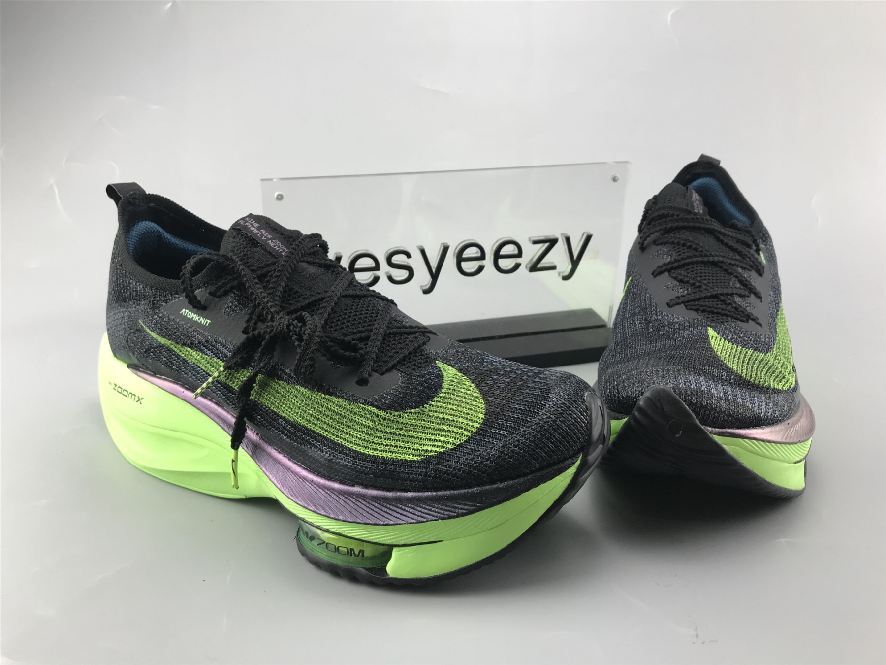 UA NIKE AIR ZOOM ALPHAFLY NEXT% BLACK ELECTRIC GREEN