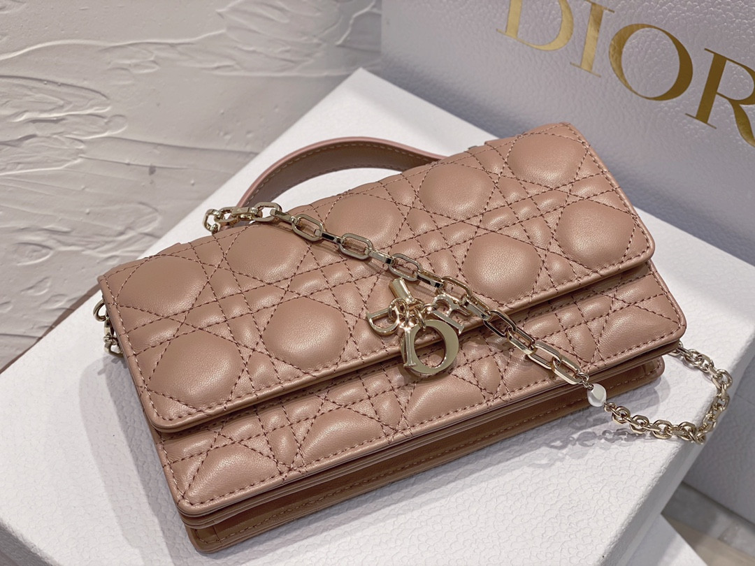 MISS D10r Mini Handbag Medium Antique Bronze Cannage Woven Pattern S0980ONMJ_M53U 21 x 11.5 x 4.5 cm
