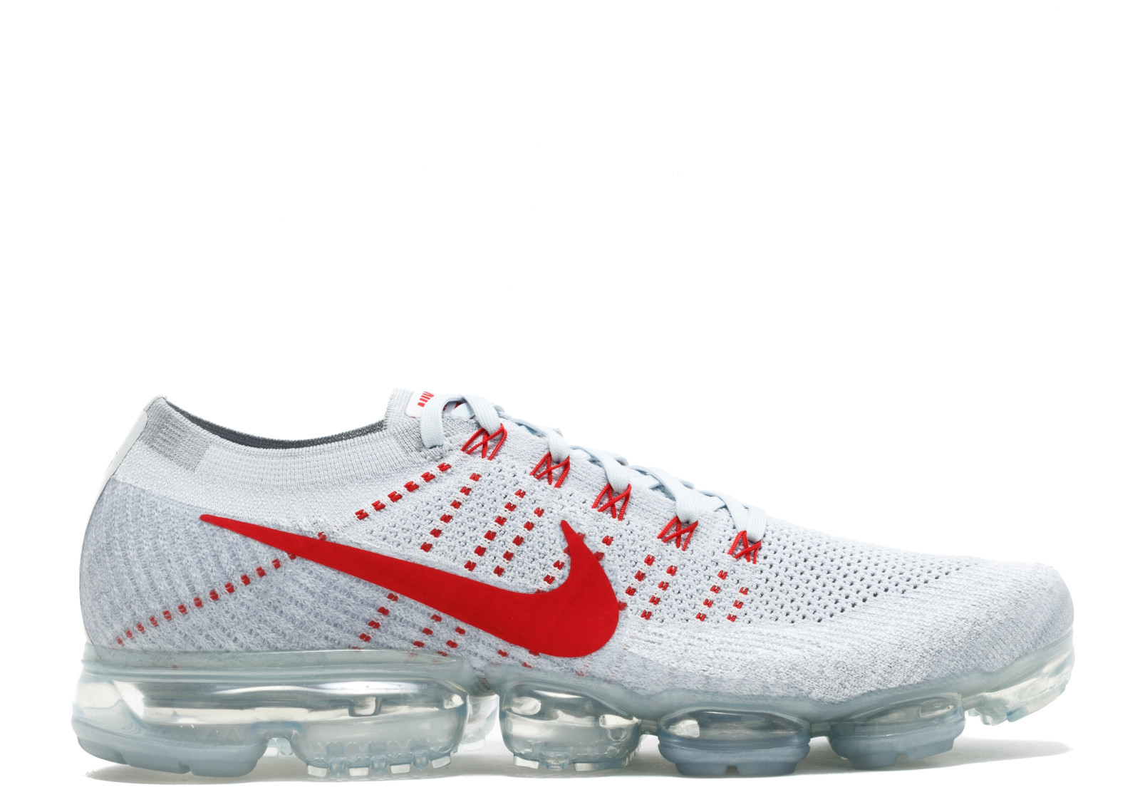 UA Nike Air Vapormax Flyknit Pure Platinum University Red Shoes