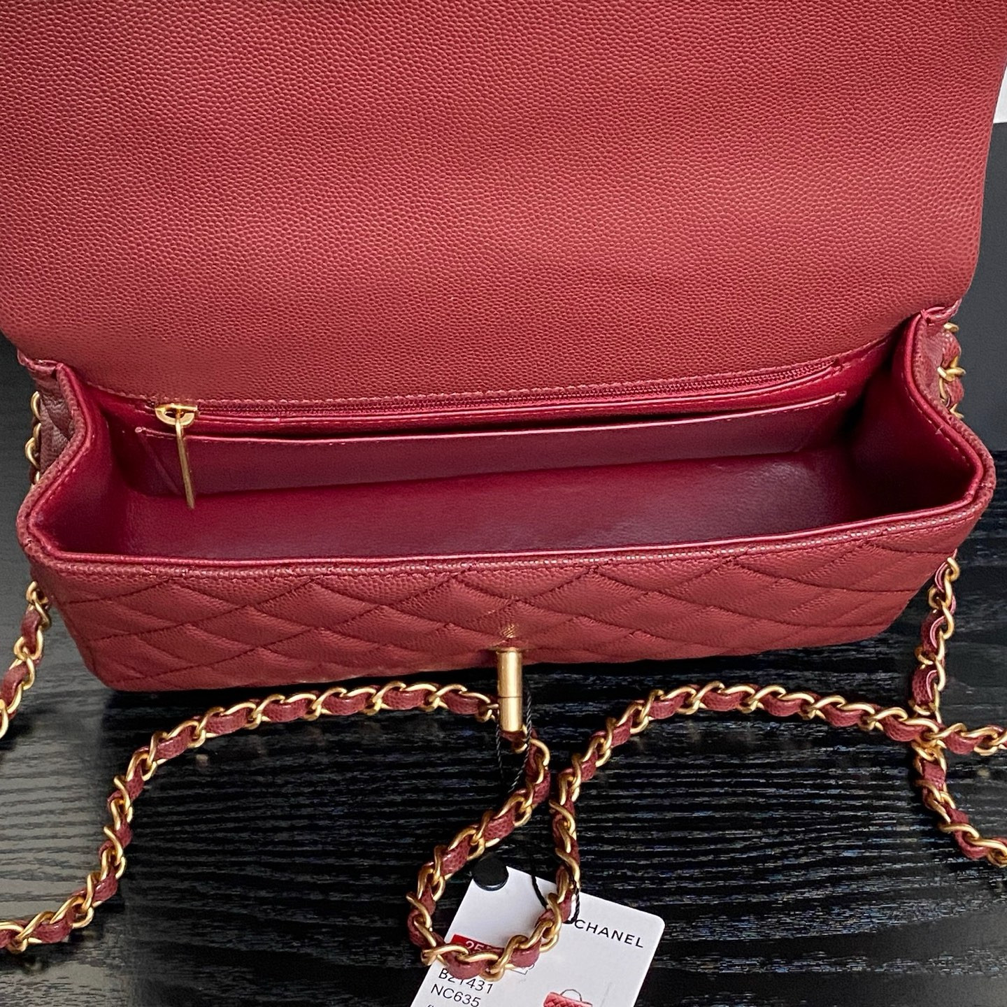 Ch**el flap bag with top handle as5702 22.5x13.5x6cm
