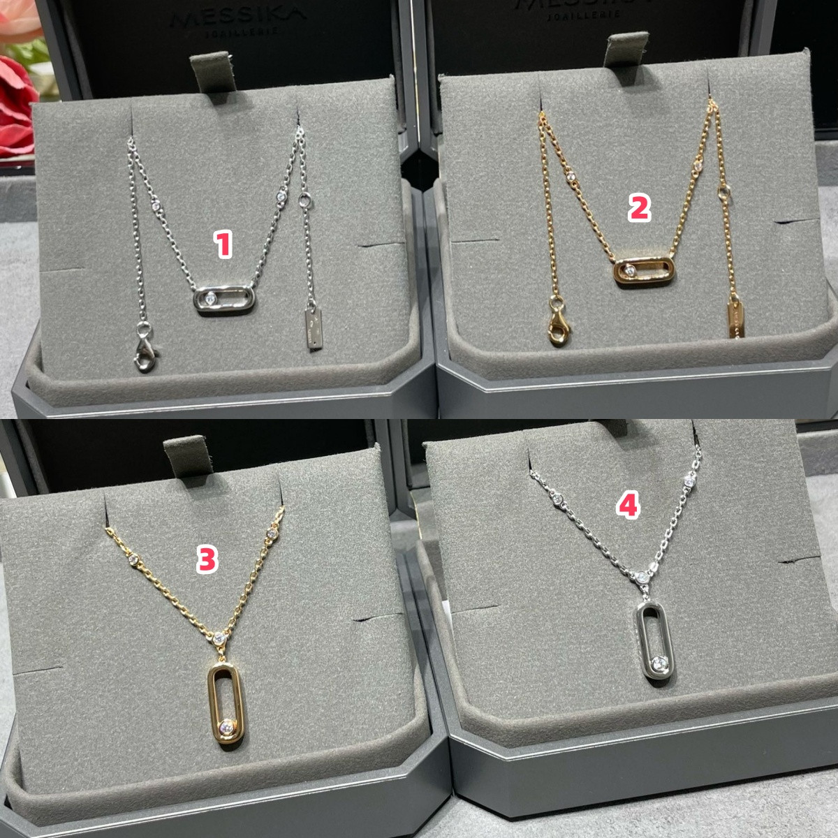 Mes1kaa polished single d1am0nd moving necklace