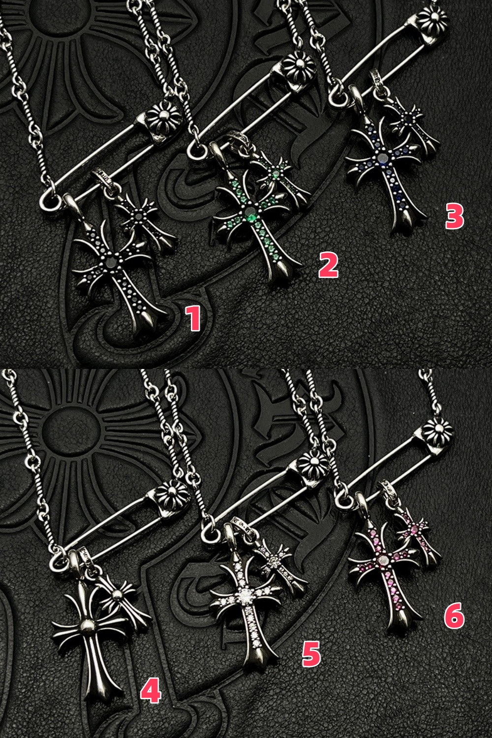 Ch*0me He**ts Twisted Cross Pin Necklace (Chain length 45+5cm)