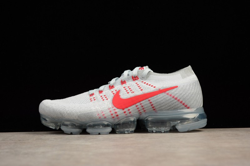 UA Nike Air Vapormax Flyknit Pure Platinum University Red Shoes