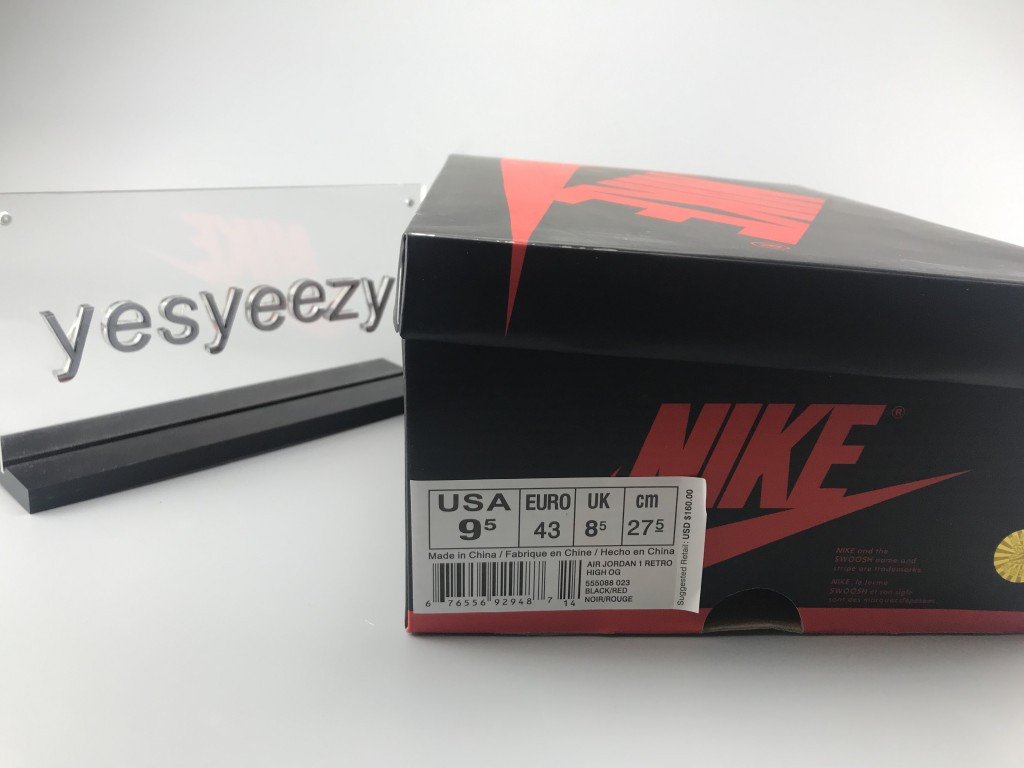UA AIR JORDAN 1 RETRO HIGH OG "BRED"