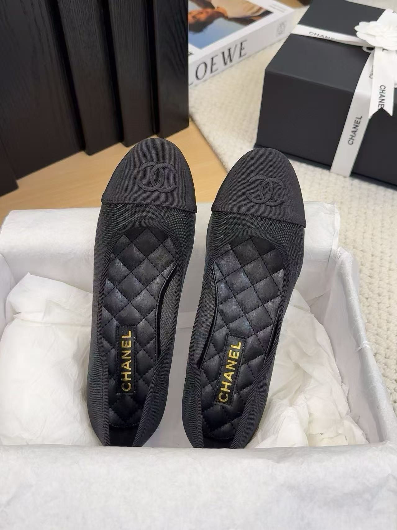 UA Ch**el 25P Black Mesh Ballet Ballerina Flats