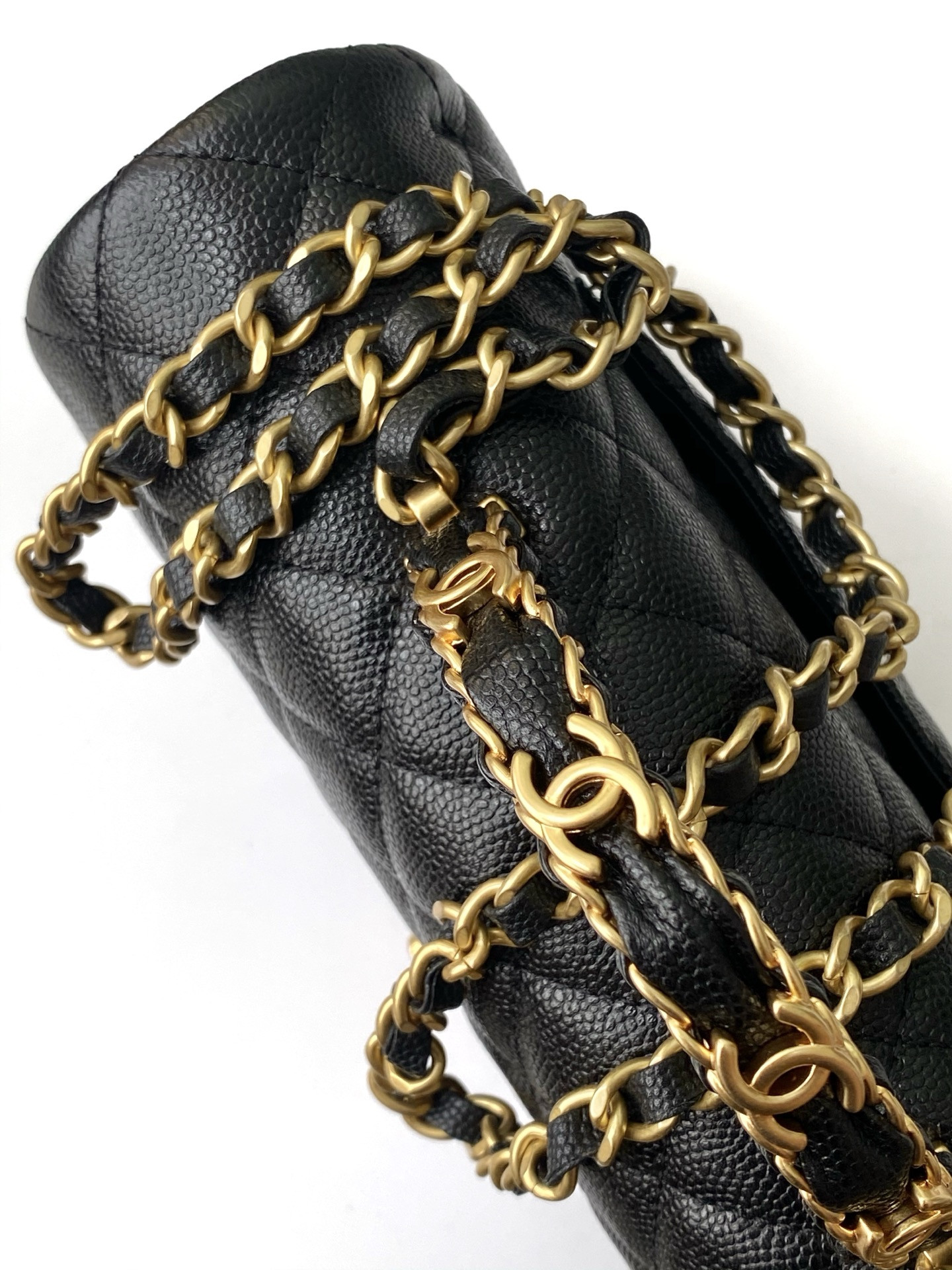 Ch**el flap bag with top handle as5702 22.5x13.5x6cm