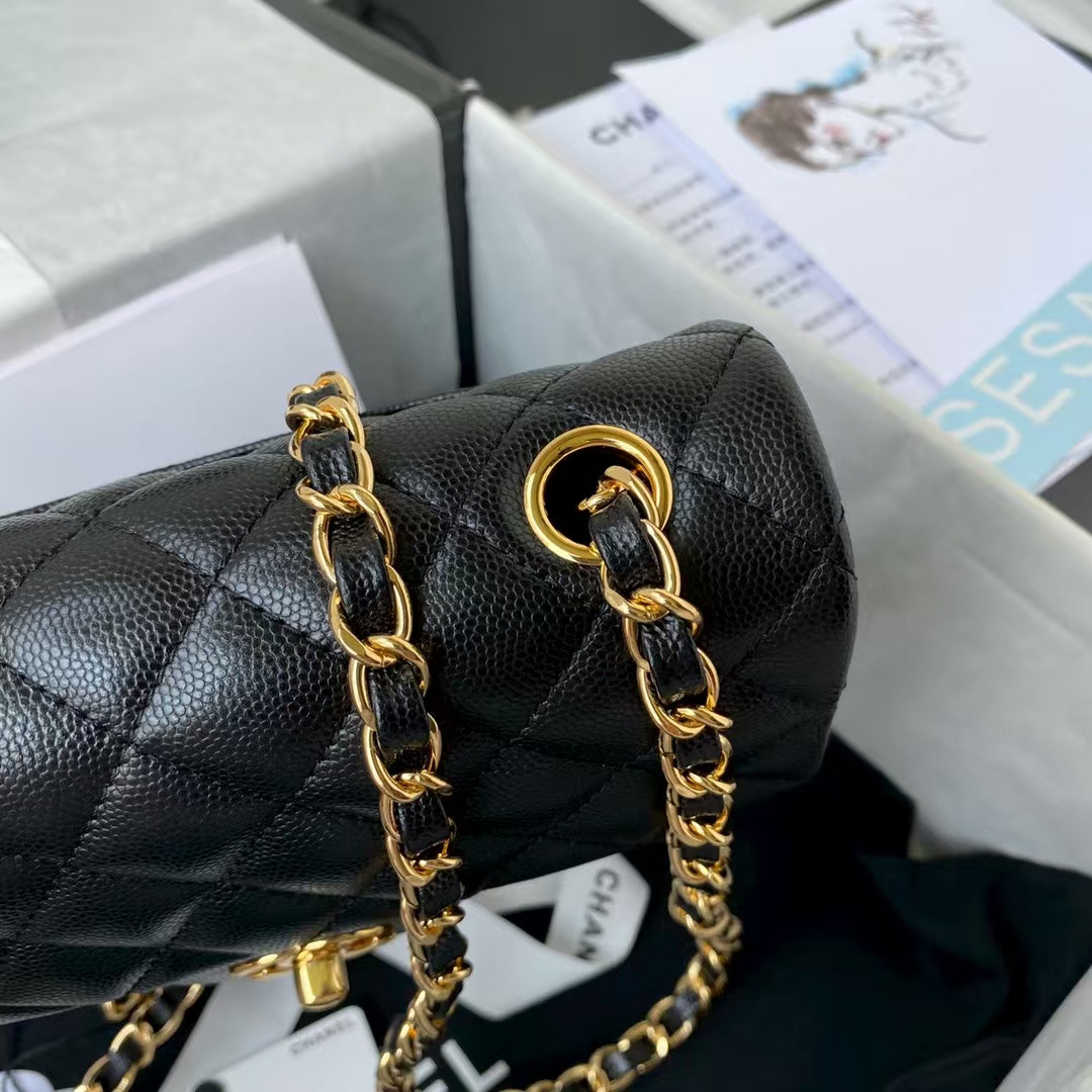 Ch**el MINI FLAP BAG BLACK 12x20x6cm