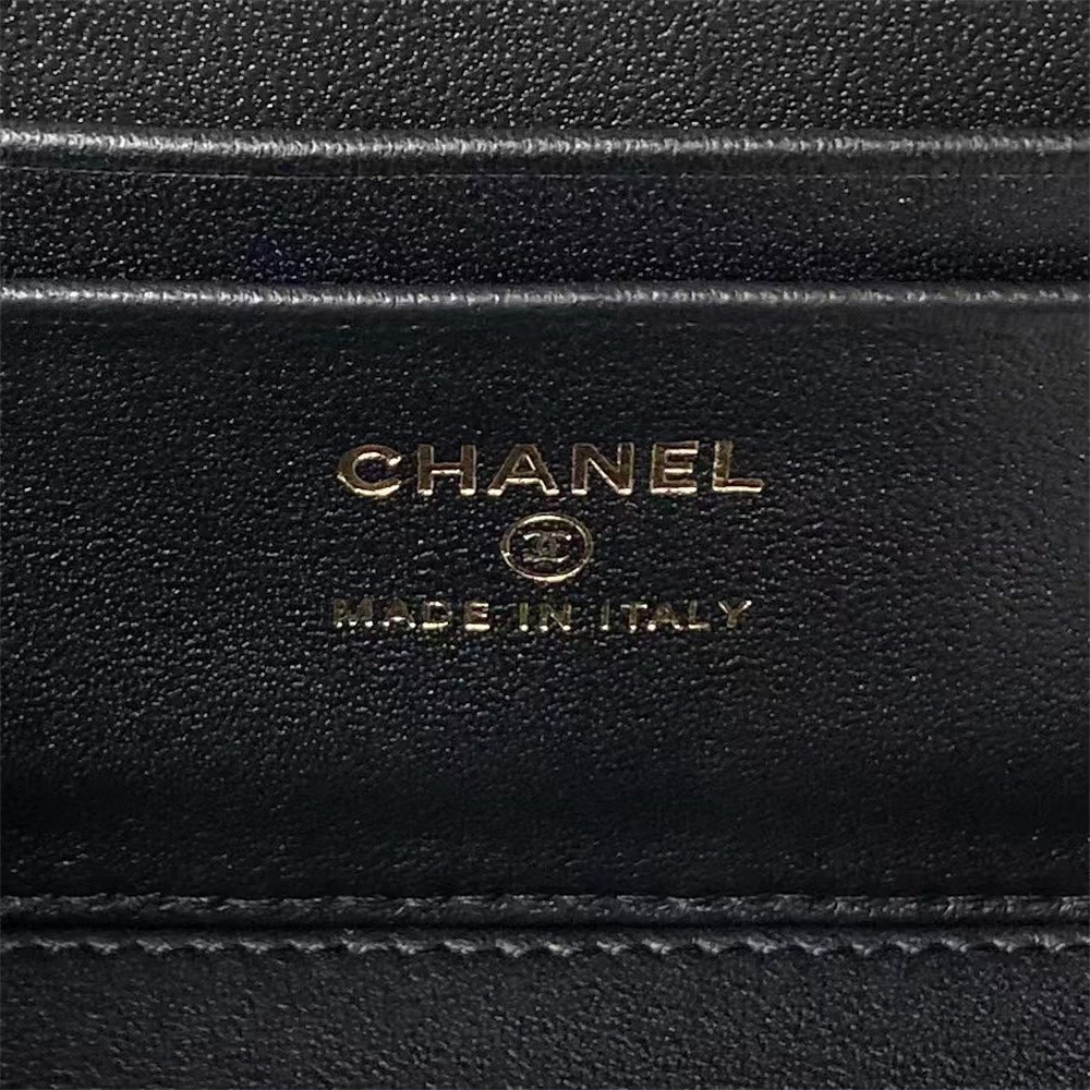 Ch**el Walnut Gold Ball Chain with Makeup Mirror Lamb Leather Square Box Shoulder Bag Women