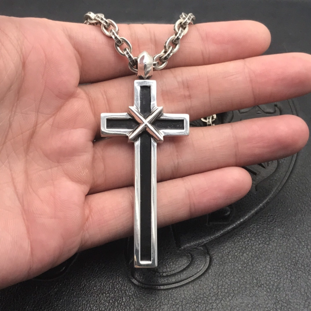 Ch*0me He**ts Cross Necklace