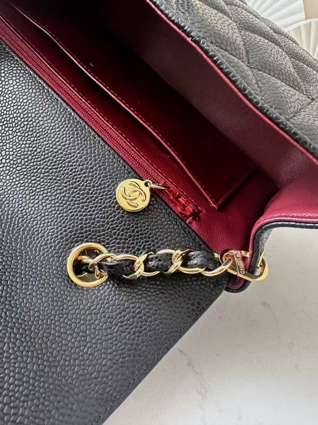 Ch**el Small Diana Flap Bag Caviar Gold Hardware 22.5x14x7cm