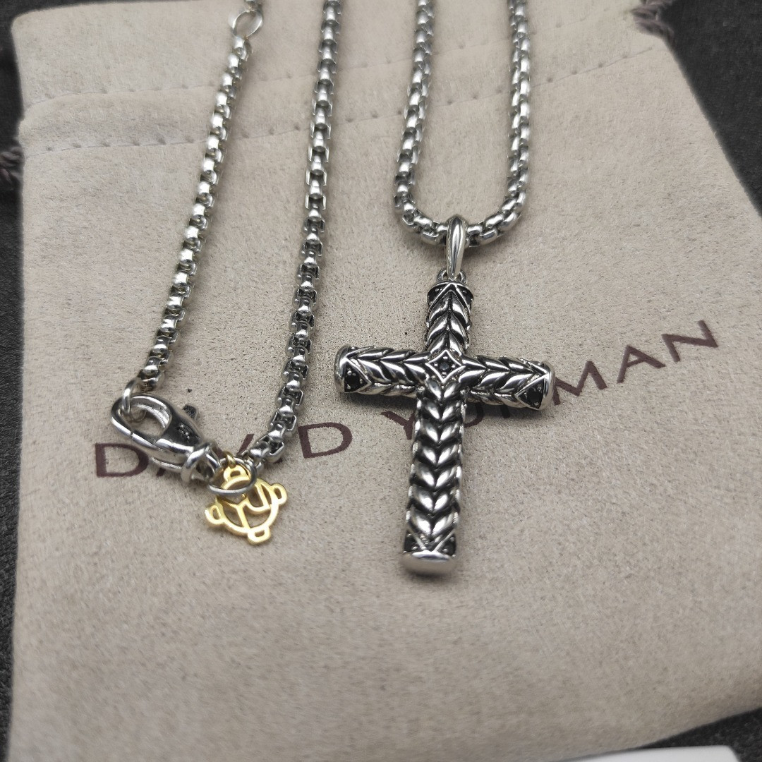 dau1d Yvrm*n cross necklace(chain length 50+5cm delay chain chain thickness 3mm)