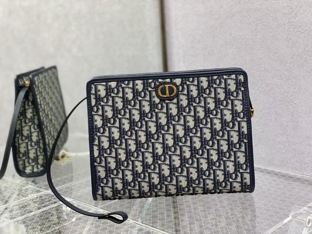D10r 30 Montaigne Dea Pouch Blue D10r Oblique Jacquard 26x19.5x7cm