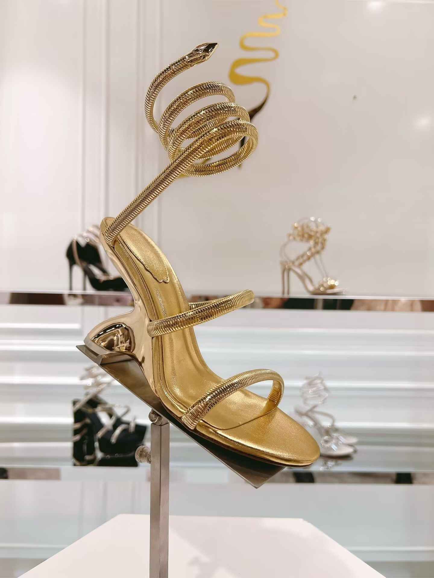 UA René Caovilla Symphony Mirrored Gold Sandal 95mm