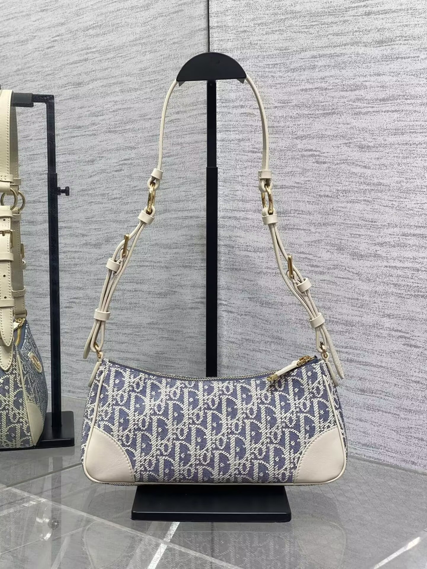 D10r 30 Montaigne Wanderlust Mini Bag Blue D10r Oblique Chambray with Smooth Calfskin 26x12x7cm