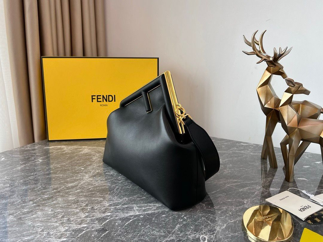 F**di First Medium Black leather bag
