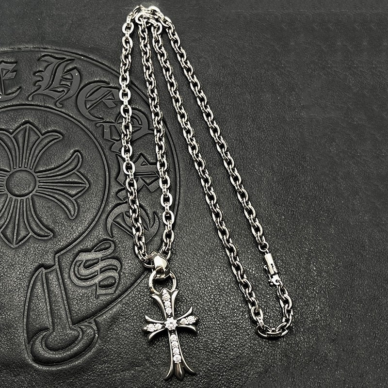 Ch*0me He**ts Cross Necklace