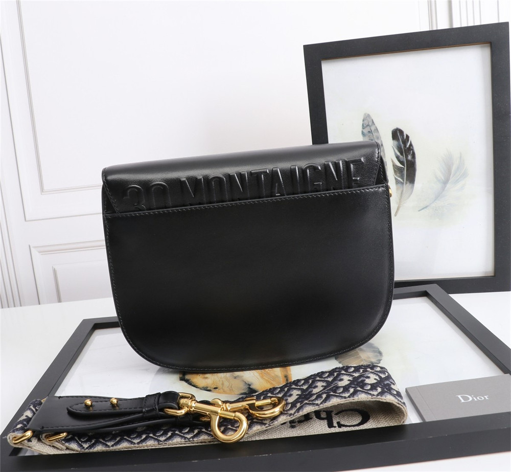 LARGE D10r BOBBY BAG Black Box Calfskin