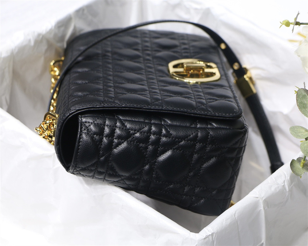 LARGE D10r CARO BAG Black S*pple Cannage Calfskin 29 x 18 x 10 cm
