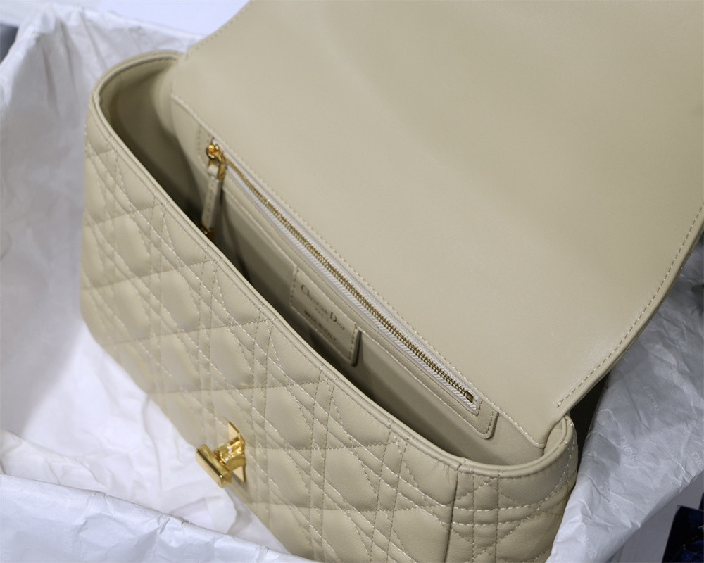 LARGE D10r CARO BAG Beige S*pple Cannage Calfskin 29 x 18 x 10 cm