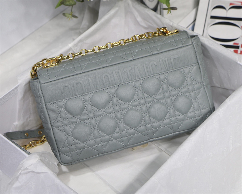 MEDIUM D10r CARO BAG Ethereal Gray S*pple Cannage Calfskin 25.5 x 15.5 x 8 cm
