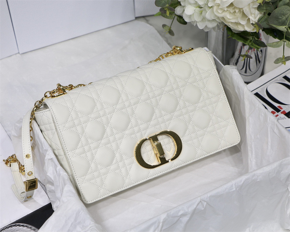 SMALL D10r CARO BAG Ivory S*pple Cannage Calfskin 20 x 12 x 7 cm