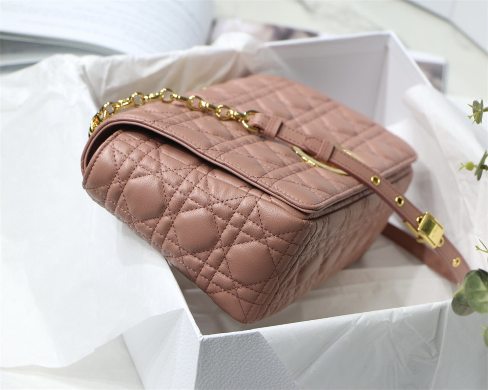 LARGE D10r CARO BAG Pink S*pple Cannage Calfskin 29 x 18 x 10 cm
