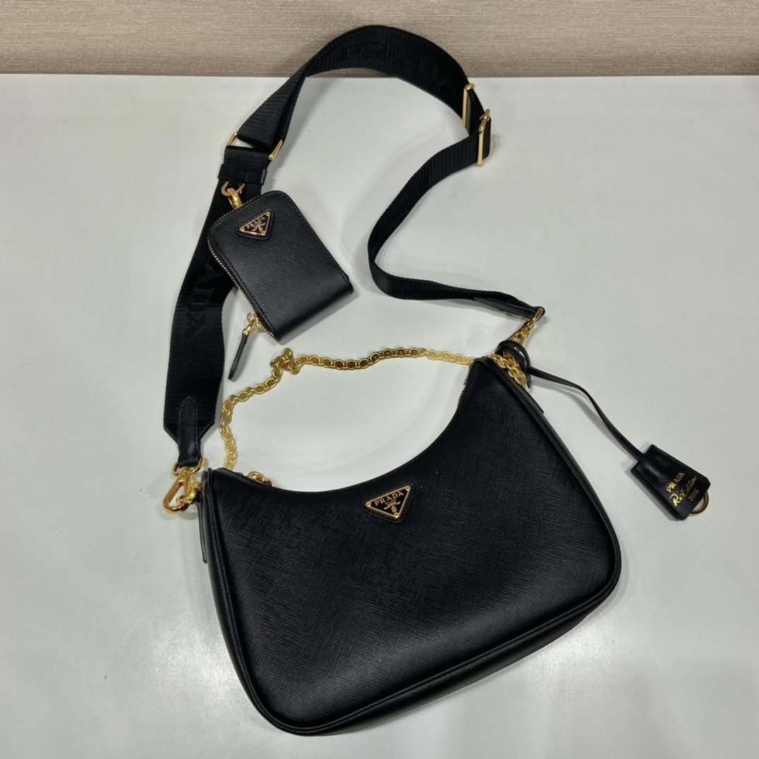 Pra*a Re-Edition 2005 Saffiano leather bag Black