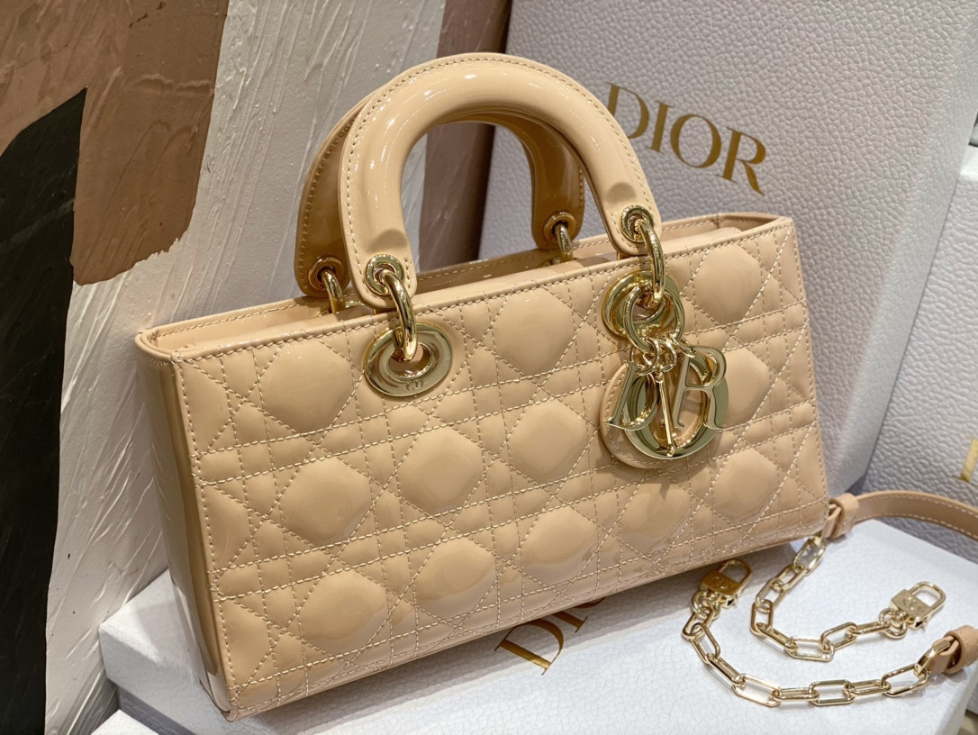 D10r SMALL LADY D-JOY BAG Biscuit Patent 26x6x14cm
