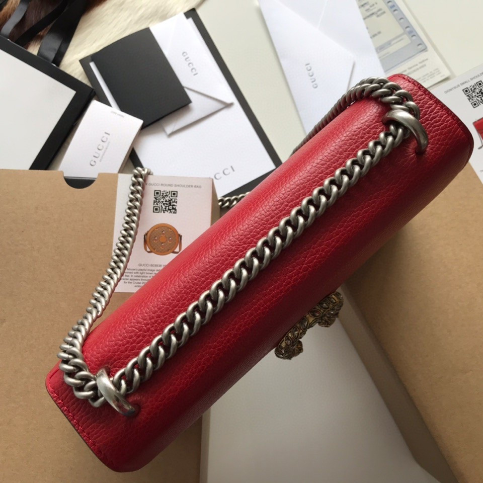 Gvc*1 DIONYSUS LEATHER SMALL RECTANGULAR BAG RED 28x17x9cm