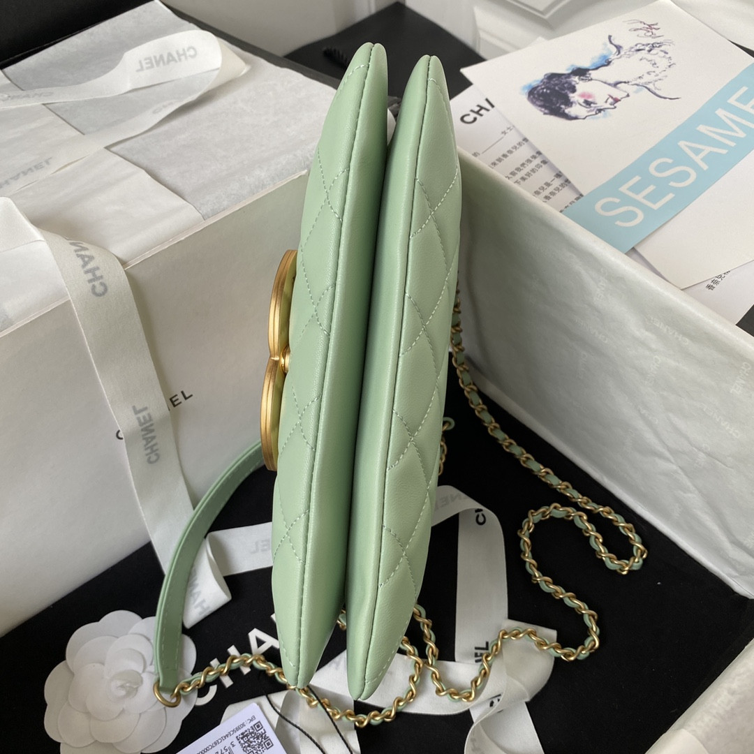 Ch**el BAGUETTE BAG LIGHT GREEN 4.5 × 9.4 × 1.8 in