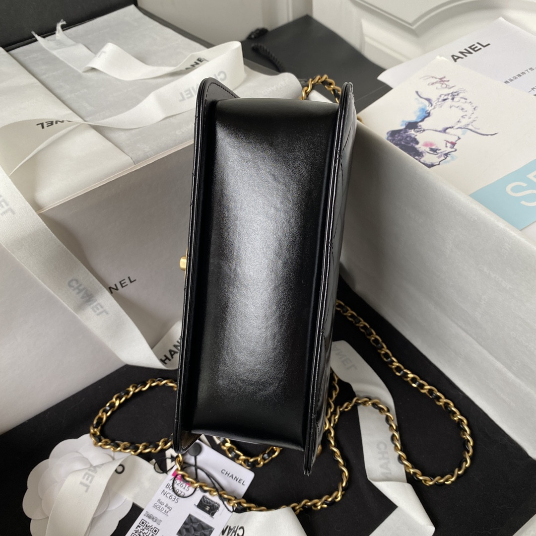 Ch**el MINI FLAP BAG BLACK 12×19×8cm