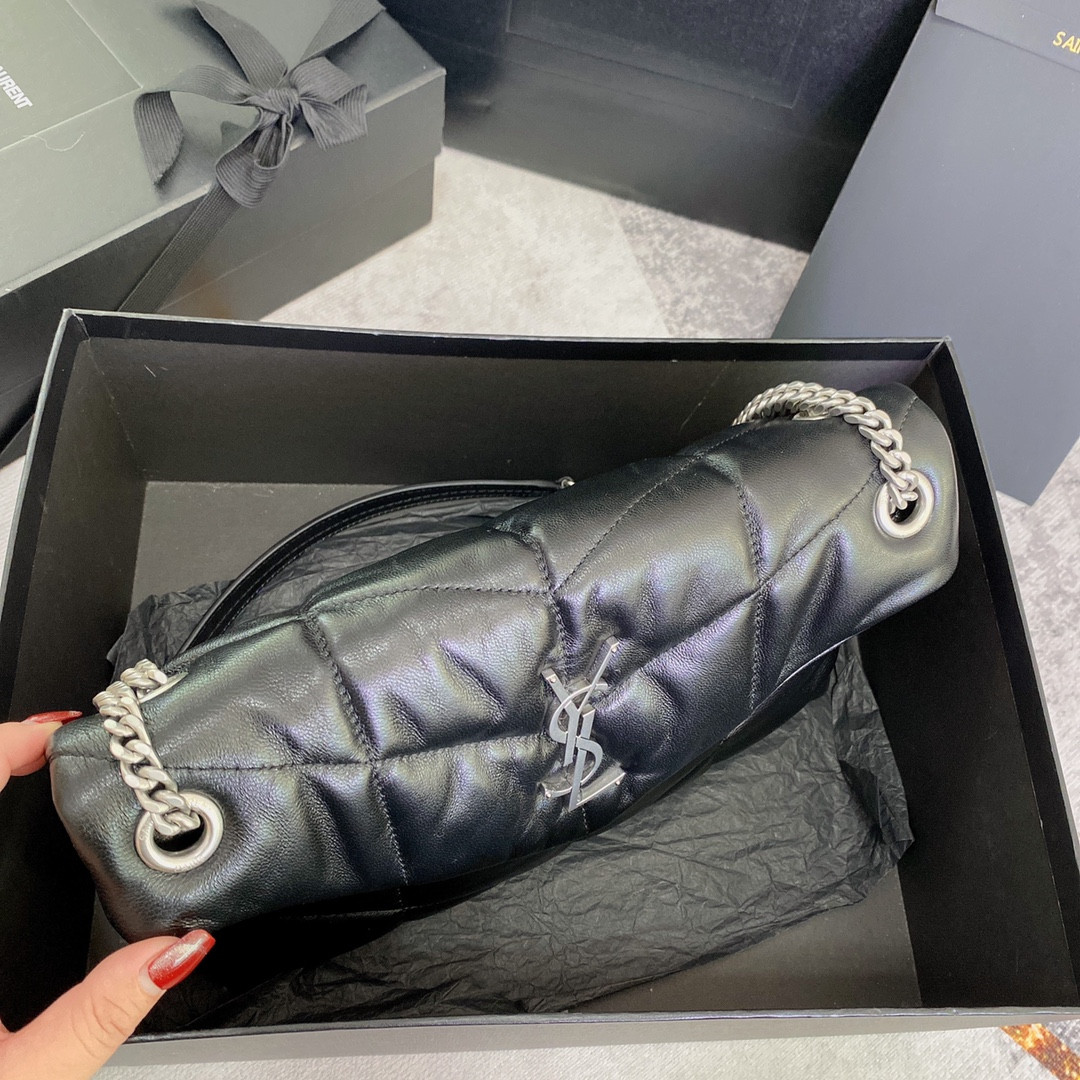 Y51 PUFFER SMALL IN NAPPA LEATHER BLACK SILVER 11.4 X 6.6 X 4.3 INCHES