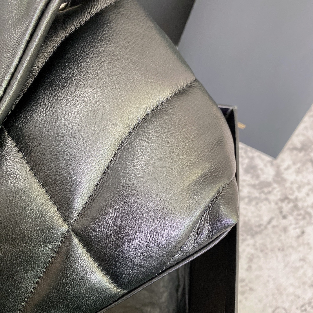 Y51 PUFFER SMALL IN NAPPA LEATHER BLACK SILVER 11.4 X 6.6 X 4.3 INCHES