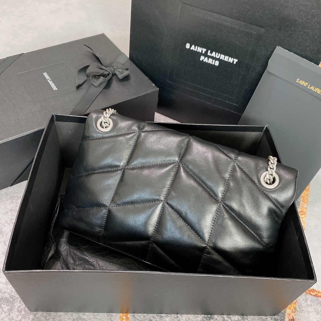 Y51 PUFFER SMALL IN NAPPA LEATHER BLACK SILVER 11.4 X 6.6 X 4.3 INCHES