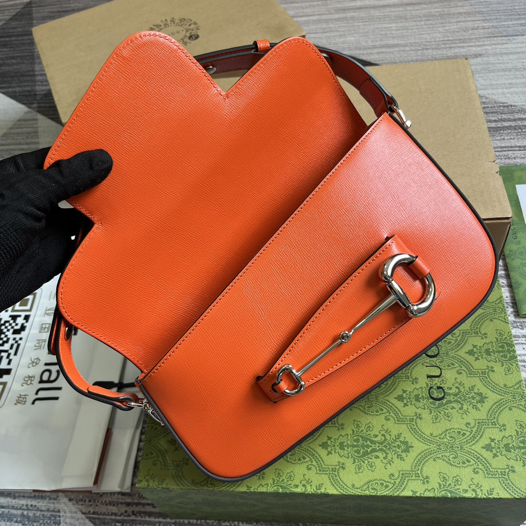 Gvc*1 HORSEBIT 1955 SMALL SHOULDER BAG ORANGE 10.4"W x 6.7-4.1"H x 3.1-1.6"D