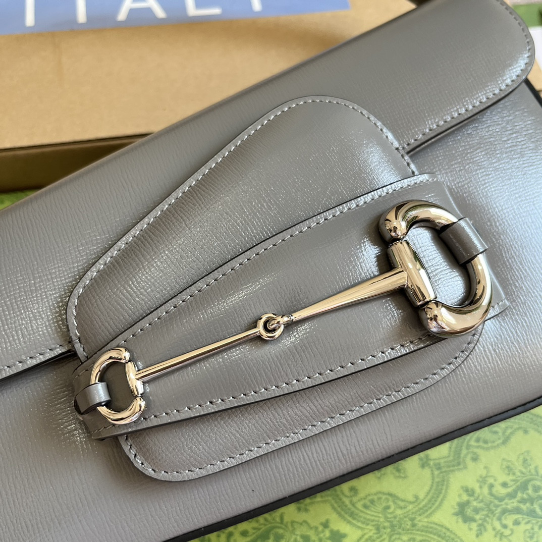 Gvc*1 HORSEBIT 1955 SMALL SHOULDER BAG GRAY 10.4"W x 6.7-4.1"H x 3.1-1.6"D