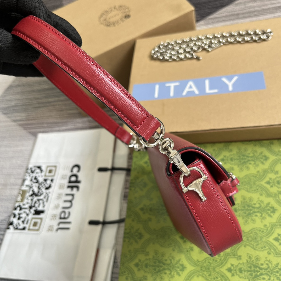 Gvc*1 HORSEBIT 1955 MINI SHOULDER BAG RED 7.7"W x 5-3.1"H x 2.4-1.2"D