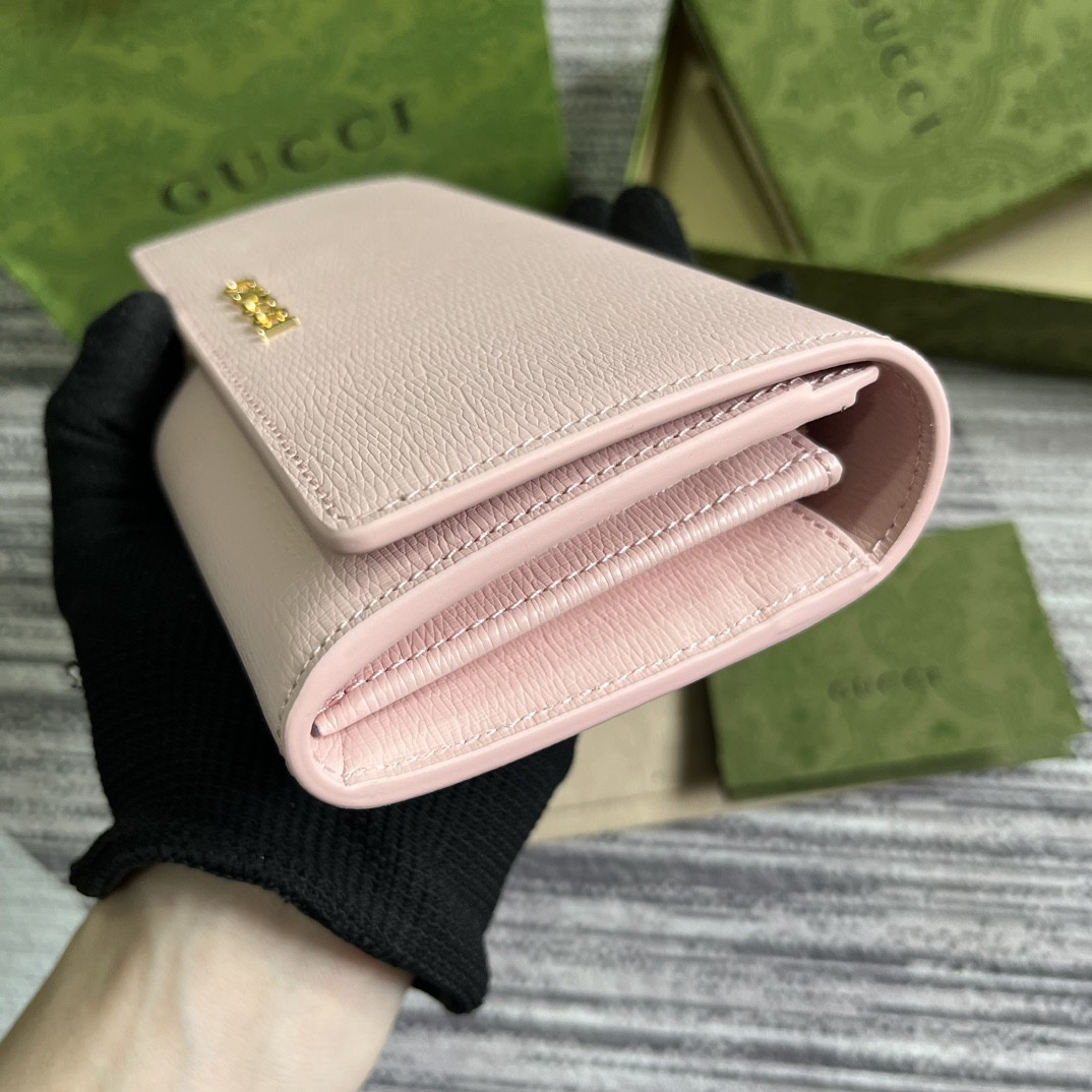 CONTINENTAL WALLET WITH Gvc*1 SCRIPT pink 7.5"W x 4"H x 1.4"D