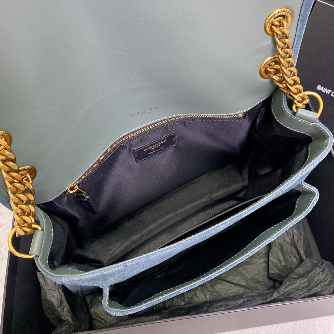 Y51 NIKI MEDIUM IN SUEDE BLUE 11 X 7.8 X 3.3 INCHES
