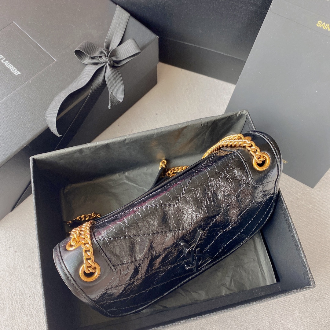 Y51 NIKI BABY IN VINTAGE LEATHER NOIR 8.2 X 6 X 2.9 INCHES