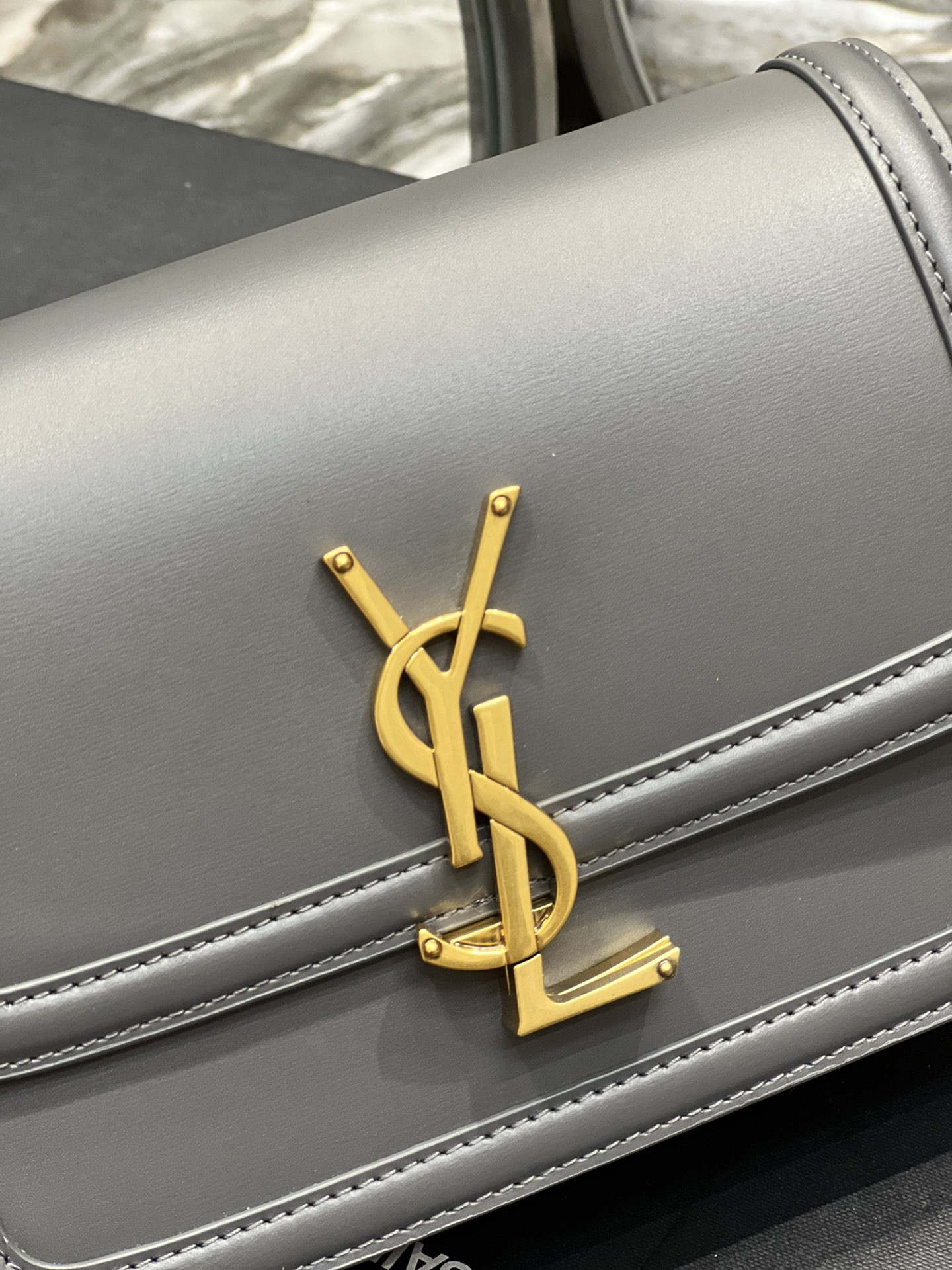Y51 SOLFERINO SMALL SATCHEL IN BOX Sa1nt Lau*nt STORM 7.4 X 5.1 X 1.9 INCHES